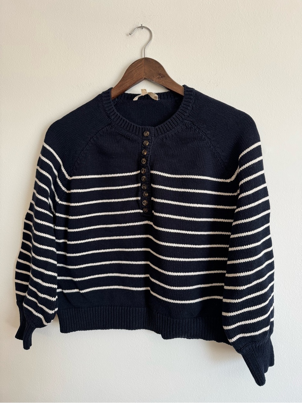 Sezane Navy and White Leontine Sweater